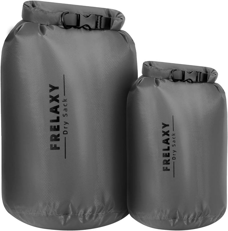 Frelaxy Waterproof Dry Bag 2 Pack/3 Pack, Lightweight Portable Dry Bags, 5L & 15L & 25L Durable Dry Sack Set Keep Gear Dry for Hiking, Camping, Boating, Backpacking, Kayaking (2 Pack - Gray) - Image 1